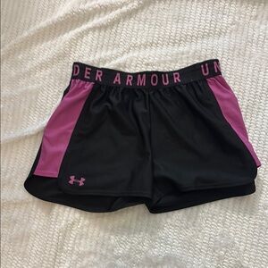 Under Armour Women's Black and Pink Shorts